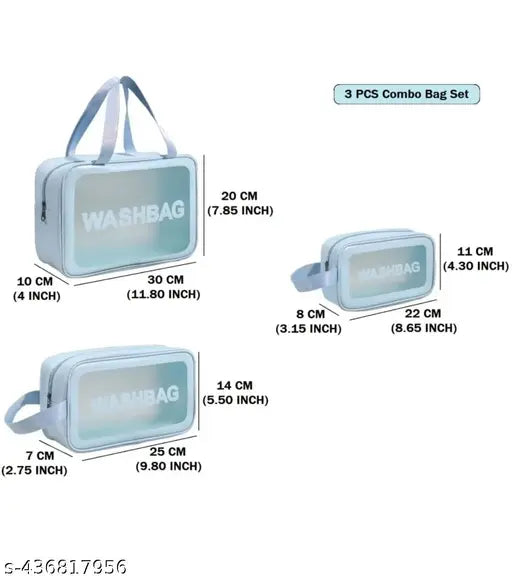 Wash Bag Blue – Organizer Bags for Travel & Storage (Pack of 3) - JustHomely