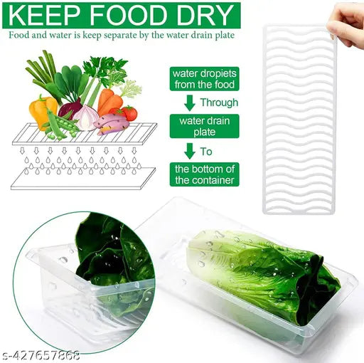 Stackable Food Storage Containers with Drain Plate & Lid β Perfect for Fruits, Vegetables, and Leftovers (Set of 6) - JustHomely