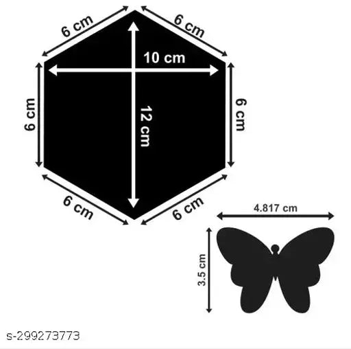 14 Hexagon Silver Mirror with 10 Butterflies – Decorative Glass Wall Decor - JustHomely