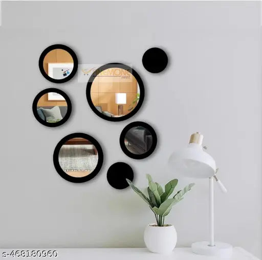 Wooden Frame Mirror Wall Art – Perfect Gift and Home Decor (Pack of 7) - JustHomely