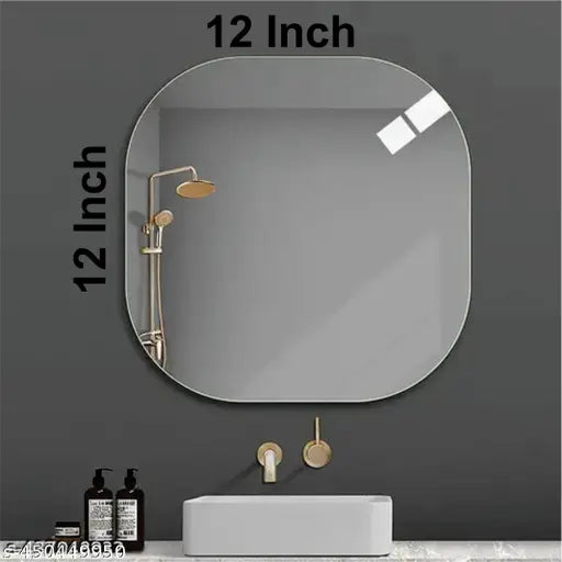 Modern 12 inch Square Glass Mirror (No Drill Required) - JustHomely