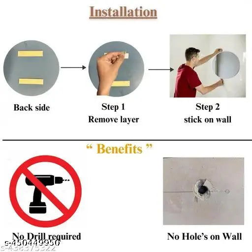 Modern 12 inch Square Glass Mirror (No Drill Required) - JustHomely