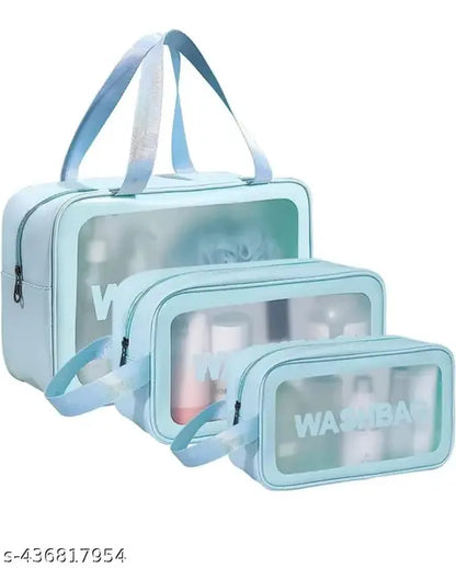 Wash Bag Blue – Organizer Bags for Travel & Storage (Pack of 3) - JustHomely