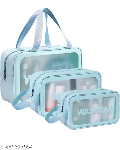 Wash Bag Blue – Organizer Bags for Travel & Storage (Pack of 3) - JustHomely