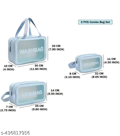 Wash Bag Blue – Organizer Bags for Travel & Storage (Pack of 3) - JustHomely