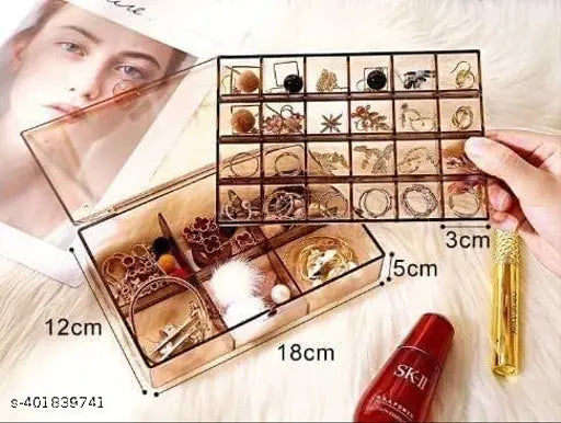 Elegant 2-Layer Acrylic Jewelry Organizer – Perfect for Earrings & Necklaces - JustHomely