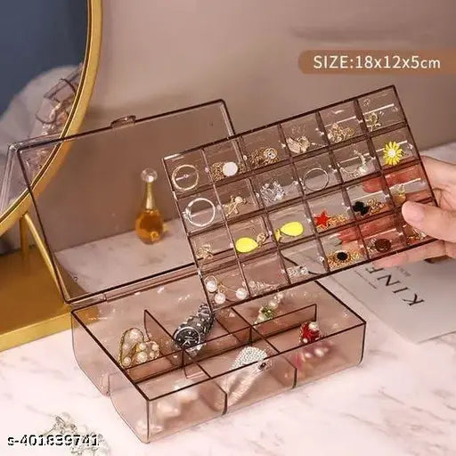 Elegant 2-Layer Acrylic Jewelry Organizer – Perfect for Earrings & Necklaces - JustHomely
