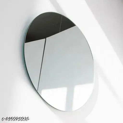 Modern 12 inch Round Glass Mirror (No Drill Required) - JustHomely