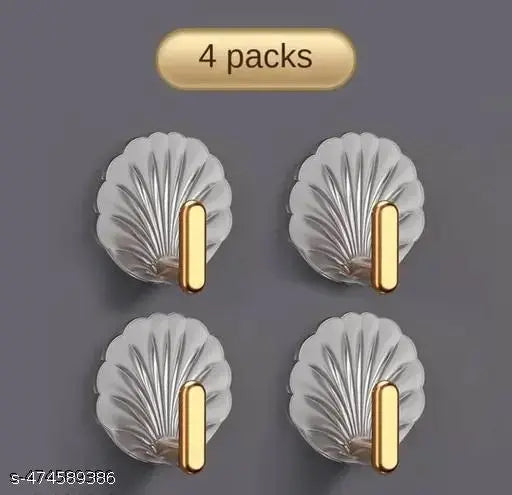Shell-Shaped Creative Multifunctional Hook – Self-Adhesive (Pack of 4) - JustHomely