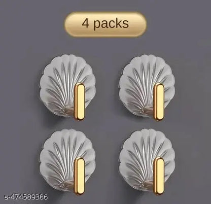Shell-Shaped Creative Multifunctional Hook – Self-Adhesive (Pack of 4) - JustHomely