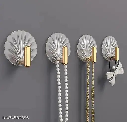 Shell-Shaped Creative Multifunctional Hook – Self-Adhesive (Pack of 4) - JustHomely