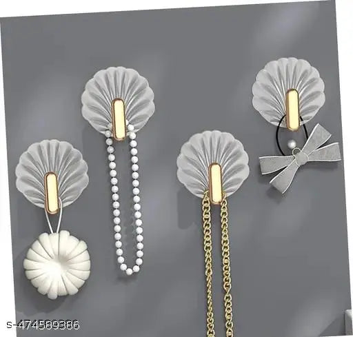 Shell-Shaped Creative Multifunctional Hook – Self-Adhesive (Pack of 4) - JustHomely