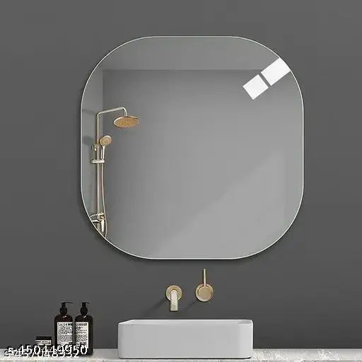 Modern 12 inch Square Glass Mirror (No Drill Required) - JustHomely