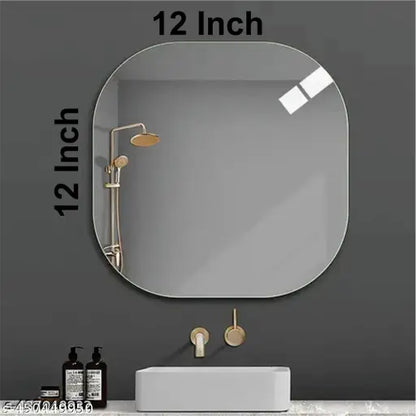 Modern 12 inch Square Glass Mirror (No Drill Required) - JustHomely
