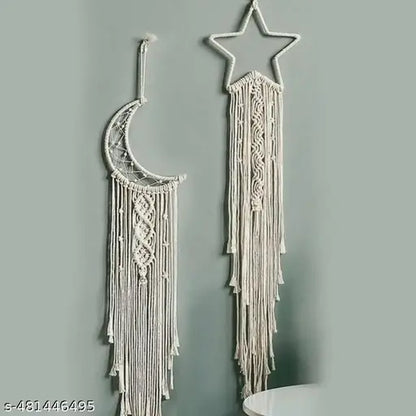 Handcrafted Macrame Star Moon Wall Hangers - Perfect Gift & Home Decor - JustHomely