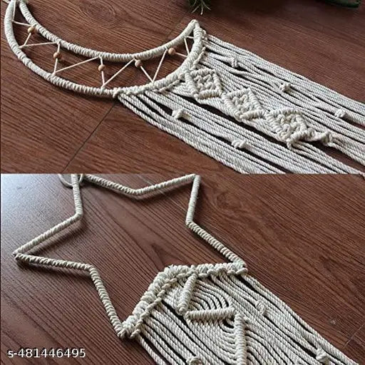 Handcrafted Macrame Star Moon Wall Hangers - Perfect Gift & Home Decor - JustHomely