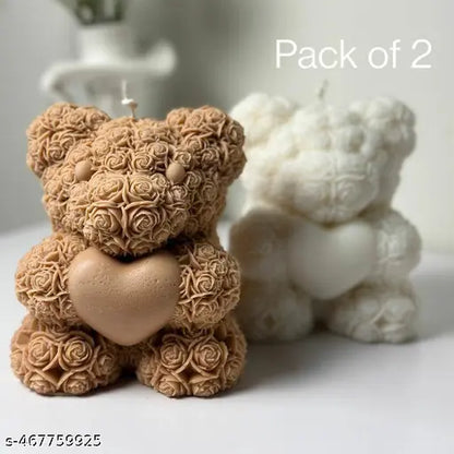 Teddy Candles – Cute Wax Candle Decor (Pack of 2) - JustHomely