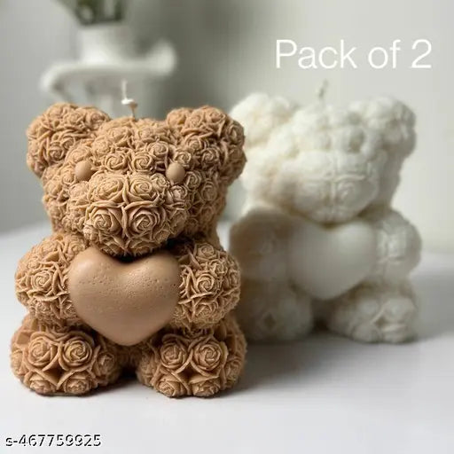 Teddy Candles – Cute Wax Candle Decor (Pack of 2) - JustHomely