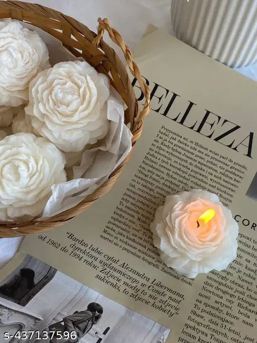 Vanilla Scented Spire White Peony Candle – Handcrafted Elegance - JustHomely