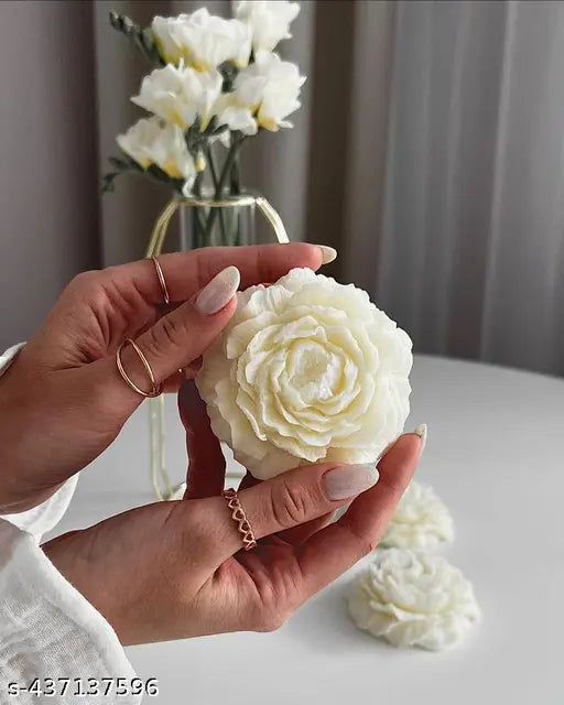 Vanilla Scented Spire White Peony Candle – Handcrafted Elegance - JustHomely