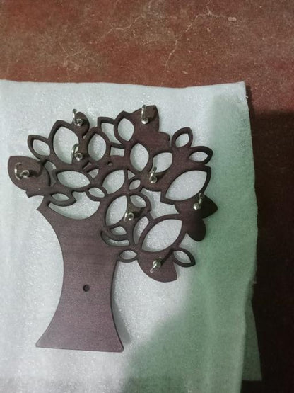 Art & Craft Tree Key Holder – Wooden Brown Wall Hook for Keys & Accessories - JustHomely