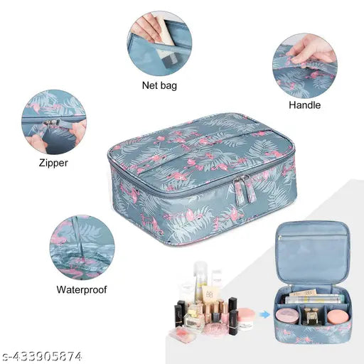 Women's Zipper Makeup Organizer – Professional Travel Cosmetic Storage Bag - JustHomely